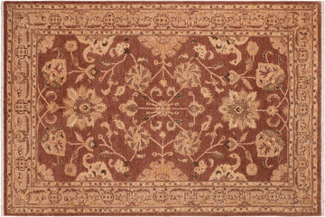 handmade Transitional Lahore Brown Tan Hand Knotted RECTANGLE 100% WOOL area rug 6 x 9